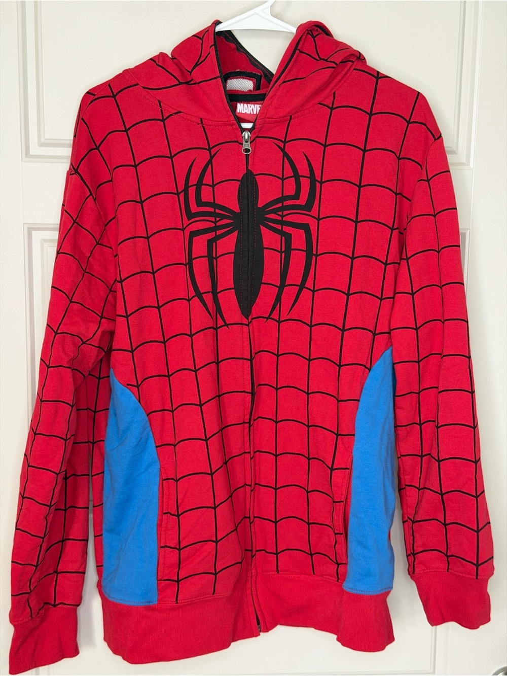 Marvel Mad Engine Spider-Man Full-Zip Mask Costume Hoodie Red Blue L (42/44)